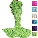 Fu Store Handmade Mermaid Tail Blanket For Adult, Super Soft All Seasons Sofa Sleeping Blanket, Best Birthday Wedding Christmas Gift, 71 x 35 Inches, Green