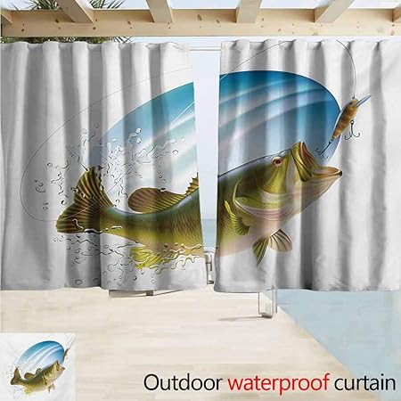 Amazon Com Andytours Outdoor Patio Curtains Fishing Largemouth