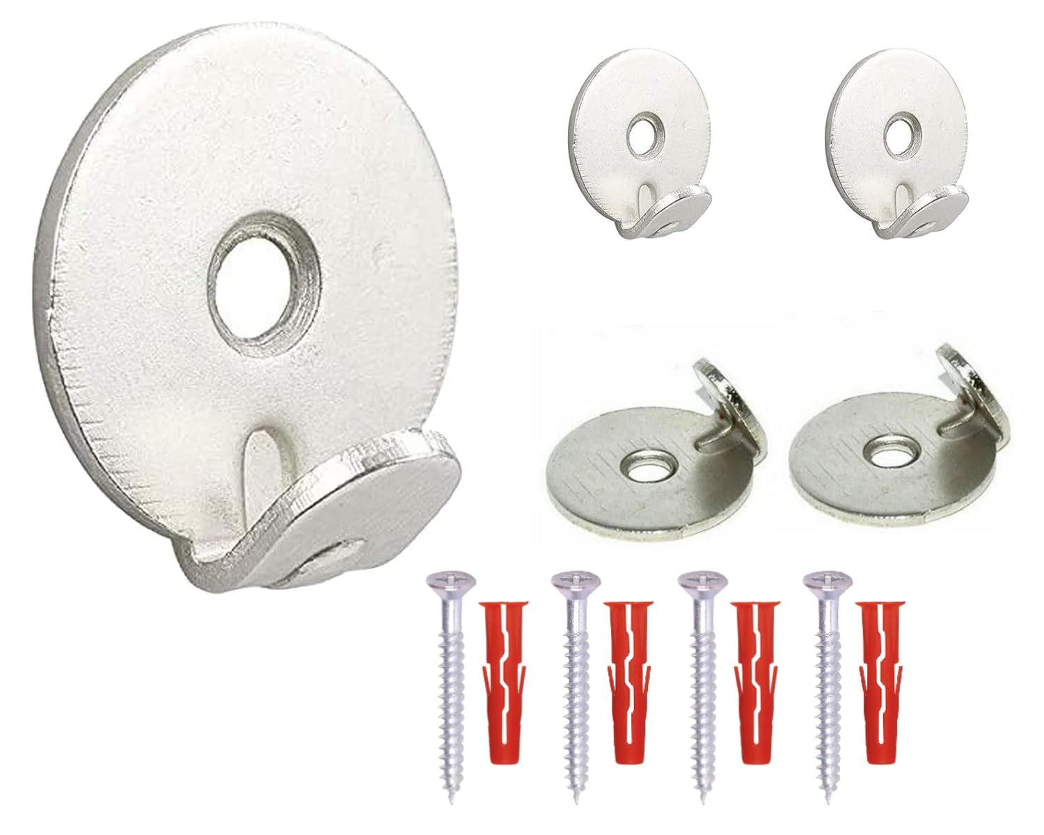 Round Picture Hooks Strong Wall Hooks Piture Hanger for Hanging Picture Mirror Canvas Photo Frames Nickel Plated Steel Hooks Wall Hanging Brackets Pack of 4 with Fixings.