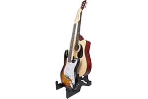 JSTFRU JestFRU Guitar Stand - Wooden Guitar Rack for Acoustic & Electric, Bass Holder with Foam Padded, Suitable for Music Studio Home, Multiple Guitar Display (2 Space) - Black