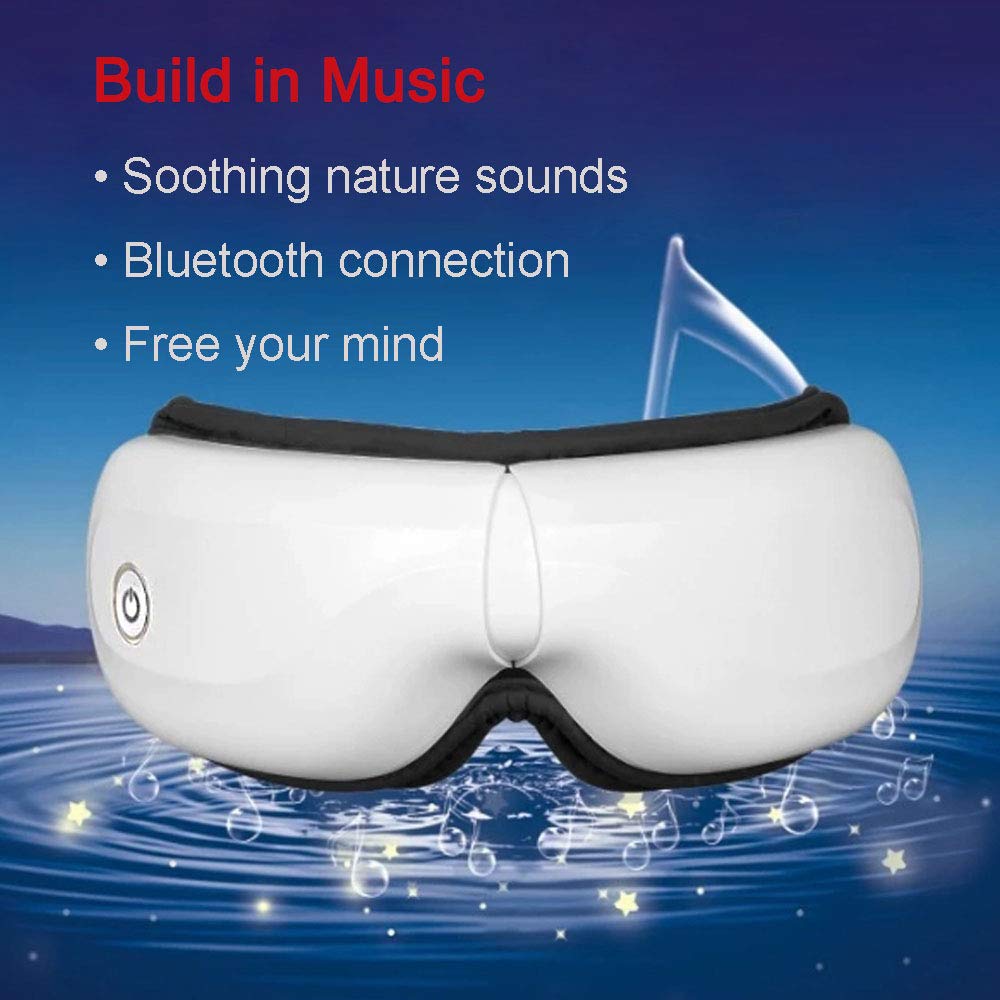 Eye Massager with Heat and Air Pressure, Vibration, Music for Eye Relief, Foldable Temple Massager for Dry Eye, Eyes Stress