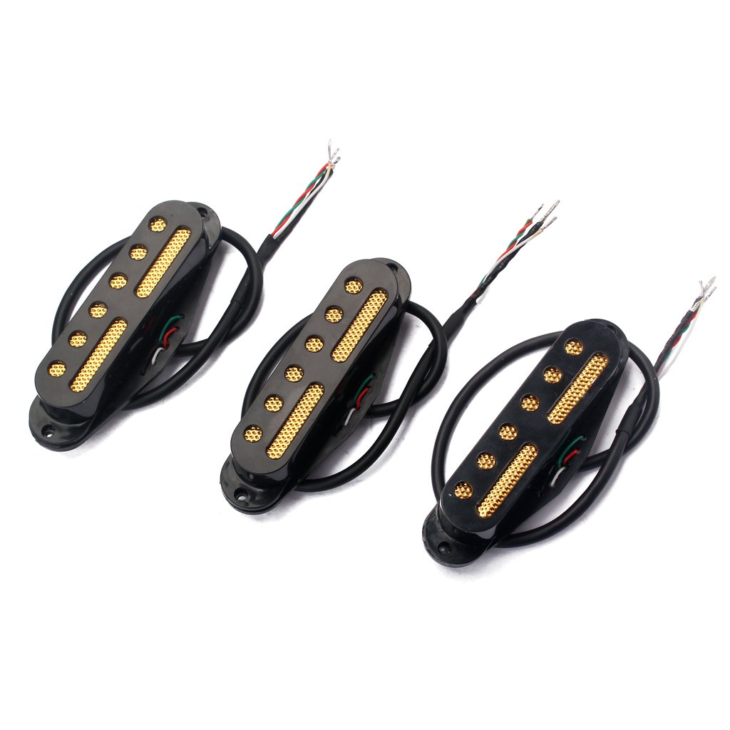 Alnicov SSS Standard Single Coil Pickup Set Guitar Neck/Middle/Bridge Pickup for Strat Squier Electric Guitar, Black