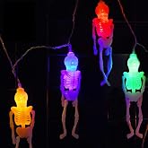 Skeleton Lights Halloween String Lights - 10Ft 20LEDs Skeletons Halloween Lights Decoration, 2 Lighting Modes Battery-powered String Lights, Spooky Halloween Lights for Party Patio Indoor Outdoor