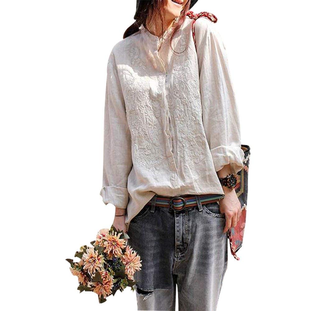 BUYKUD Women Cotton Linen Shirt 