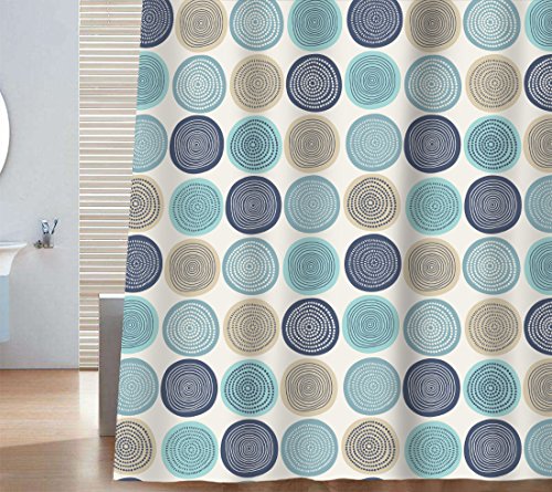 Sunlit Abstract Tree Rings Woody Artistic Fabric Shower Curtain. Nature Pale Blue Teal Beige Light Brown