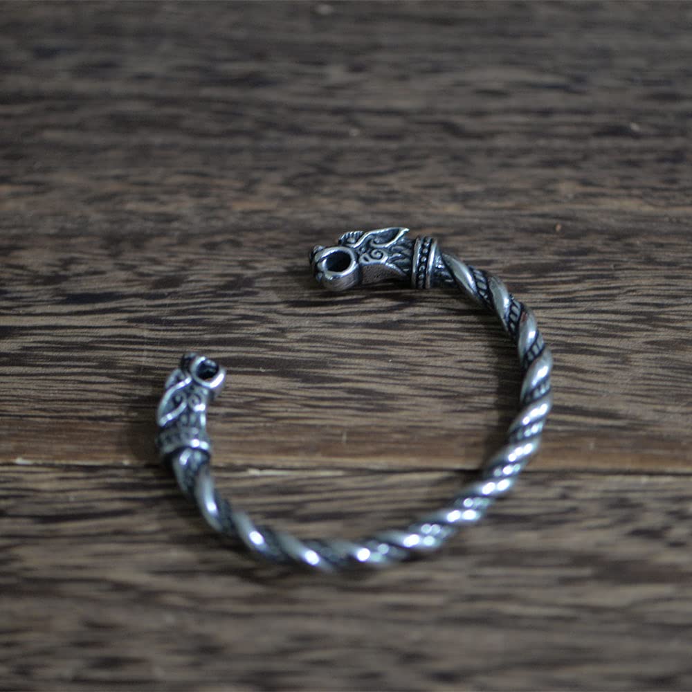 LANGHONG Stainless Steel Viking Bracelet Men's Cuff Bracelet For Men Talisman Jewelry