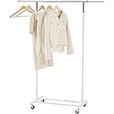 MAX Houser Standard Rod Clothing Garment Rack,Metal Rolling Clothes Organizer on Wheels for Hanging Clothes,Coats Skirts Shirts Sweaters,Extensible,White