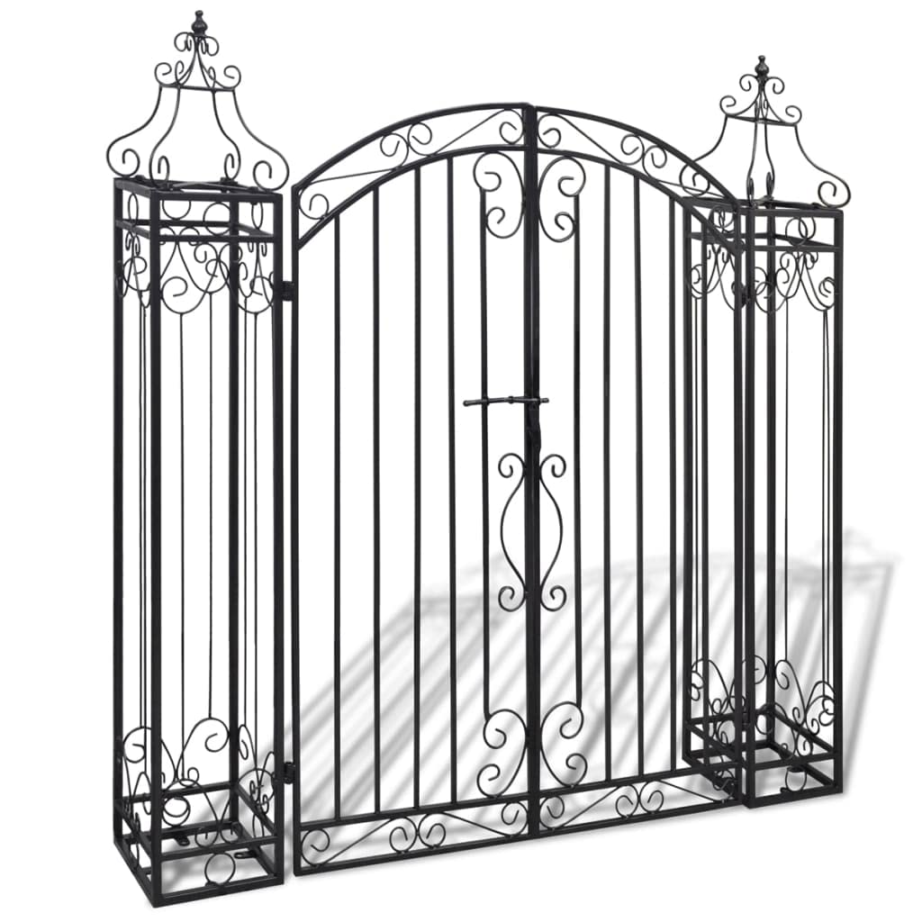 Photo 1 of ***STOCK PHOTO FOR REFERENCE ONLY***vidaXL Durable Black Wrought Iron Double Garden Gate - 4'x8 x4' 5" - Fully Forged, Galvanized and Powder Coated for -Free Longevity - Includes Bolt Hinge and Mounting Posts