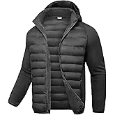 TBMPOY Men's Hybrid Puffer Jacket Lightweight Running Winter Warm Jacket Coat Insulated Golf
