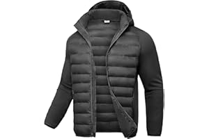 TBMPOY Men's Hybrid Puffer Jacket Lightweight Running Winter Warm Jacket Coat Insulated Golf