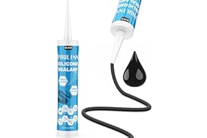 PAULINN Black Silicone Sealant,100% Waterproof Silicone Adhesive Caulk for Rv Marine Home Window Roof Door Kitchen Bathroom B