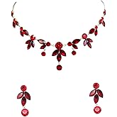 Faship Gorgeous Rhinestone Crystal Floral Necklace Earrings Set