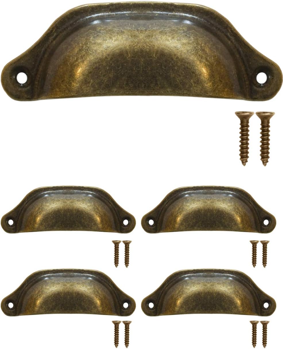 FUXXER® Antique Drawer Handles, Iron Handles, Furniture Handles, for Drawers, Cupboard Doors, buffets, chests, chests of Drawers, Vintage Bronze, Country House, Retro Style, 97 x 30 mm, Set of 4