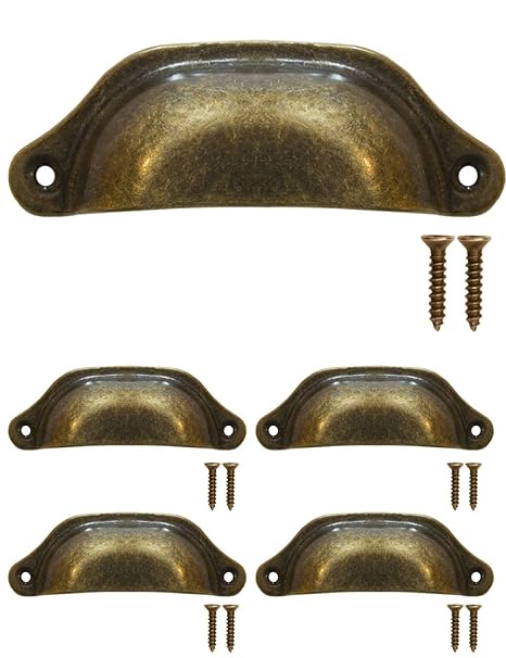 Fuxxer 4 X Antique Drawer Handle Shells Bronze Iron Design