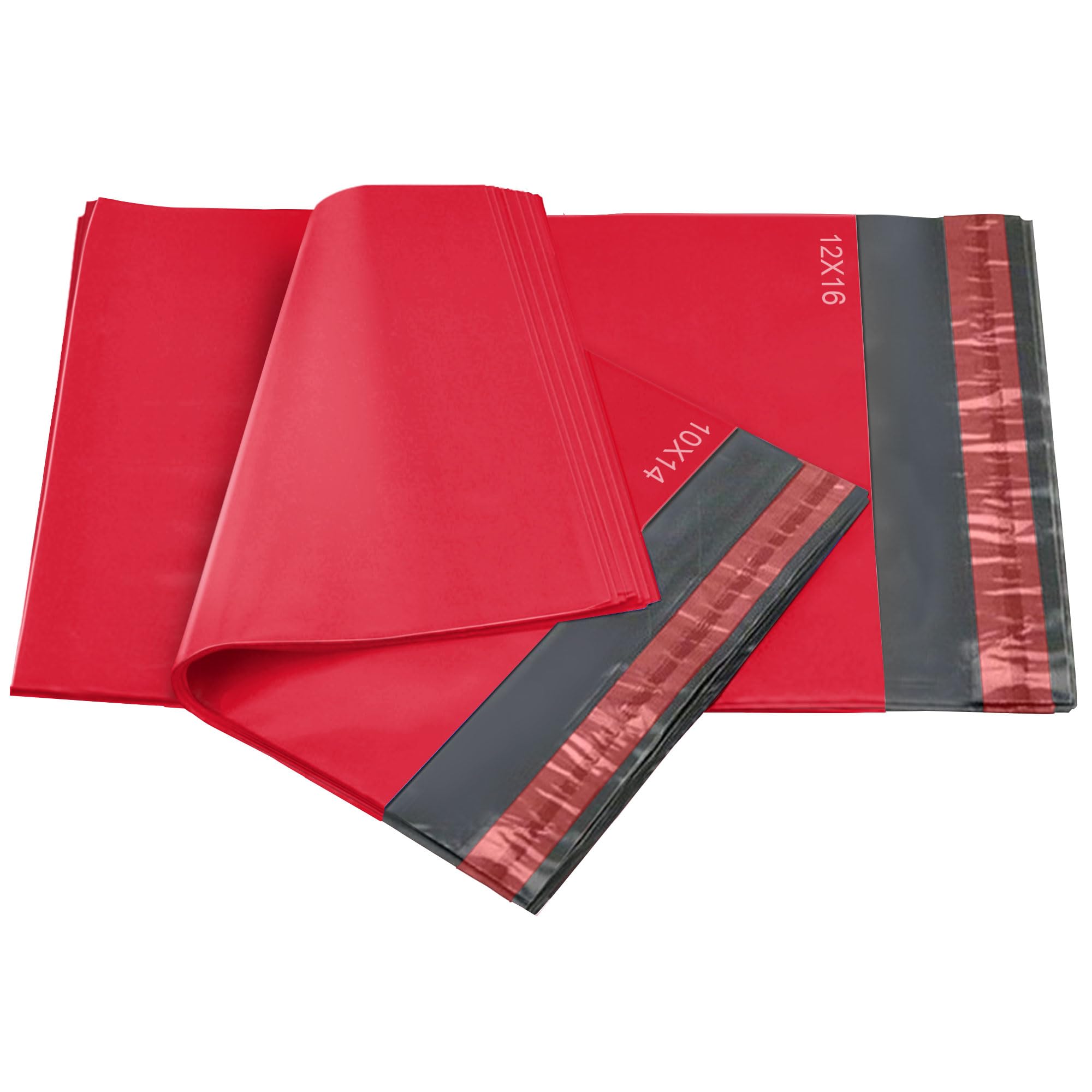 50 Mixed Red Mailing Poly Postal Self Seal Bags 2 Sizes 25 from Each iSOUL Small to Large Mailing Bags Postage Packaging Assorted Mailers
