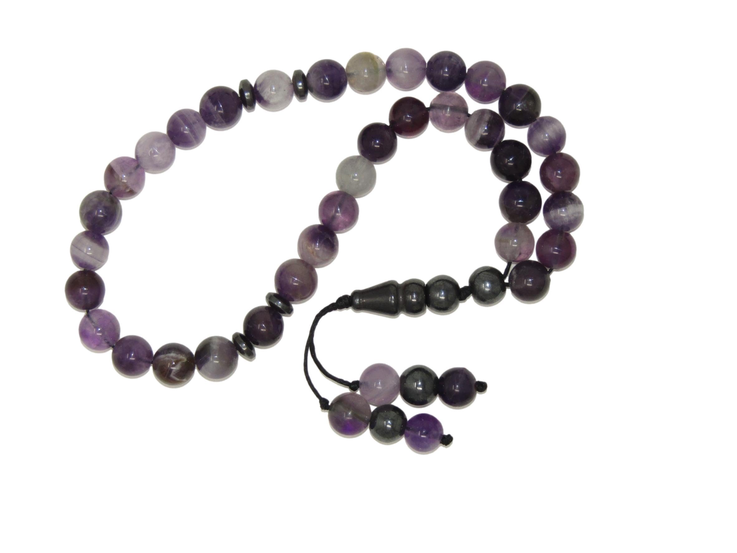 N12 AM - 33 Bead Stress Relief Fidget Worry Prayer Beads Tasbih Beads 8mm Amethyst Gemstone Beads Handmade by Jeannieparnell