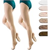 DANCEYOU Dance Tights for Women 2 Pairs Convertible Girls' Ballet Tights Opaque Leggings for Toddler, Kids and Adults