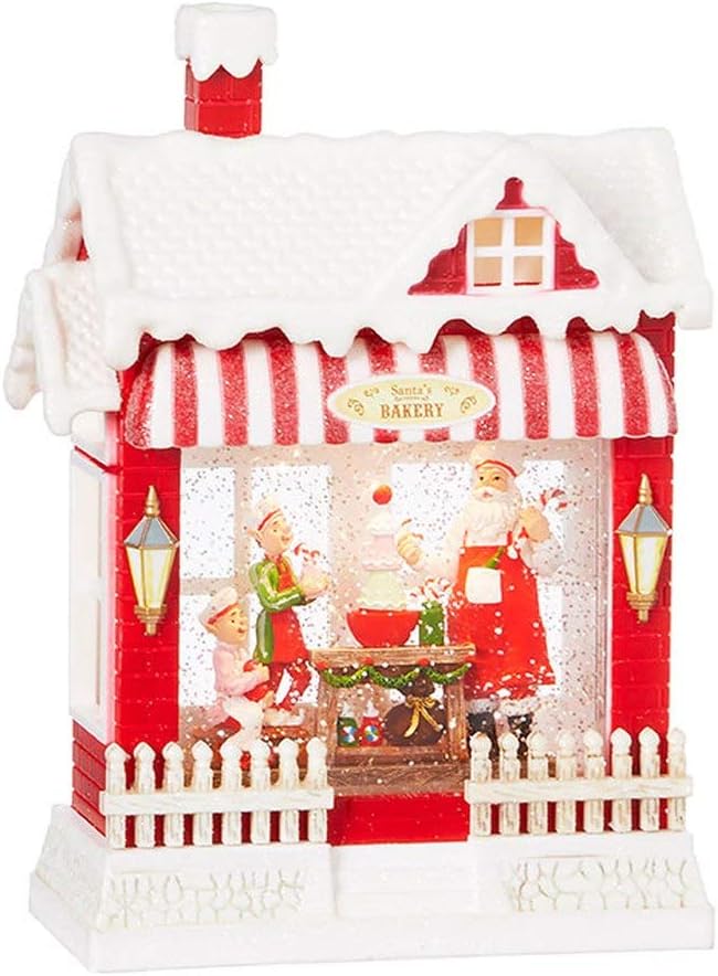 Snow Globes - Raz 4000765 Santa's Bakery Musical Lighted Water Globe, 10 inches, Multicolor