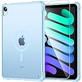 OWKEY Magnetic Case for iPad mini 7 A17 Pro 2024/ iPad mini 6 2021 8.3'', iPad mini 7th/6th Gen Case for Magsafe with Tempered Glass,[Shockproof Military] Translucent Back Slim Bumper Cover, Blue