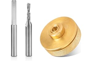 AHULIAO 71333 Inlay Router Bit Bushing Set for 1/4 Templates High RPM Routing, Includes 1/8" Carbide Spiral Bit + 1/4 Shank - Universal Quick Change Bushing, Retainer Nut, Collar, Alignment Pin