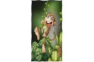 Naanle Funny Cute Monkey Hanging on Forest Vine Print Soft Bath Towel Highly Absorbent Large Hand Towels for Bathroom, Hotel, Gym and Spa (16 x 30 Inches)