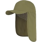 UPF 50+ Baseball Cap with Neck Flap, Breathable Fishing Hat for Men Adjustable Sun Hat for Golf Hiking