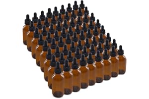 The Bottle Depot - 72 Pack - 2 oz Glass Bottle with Dropper - Clear Amber - 20-400 Neck Finish - Boston Round Bottles - UV Rays Protection