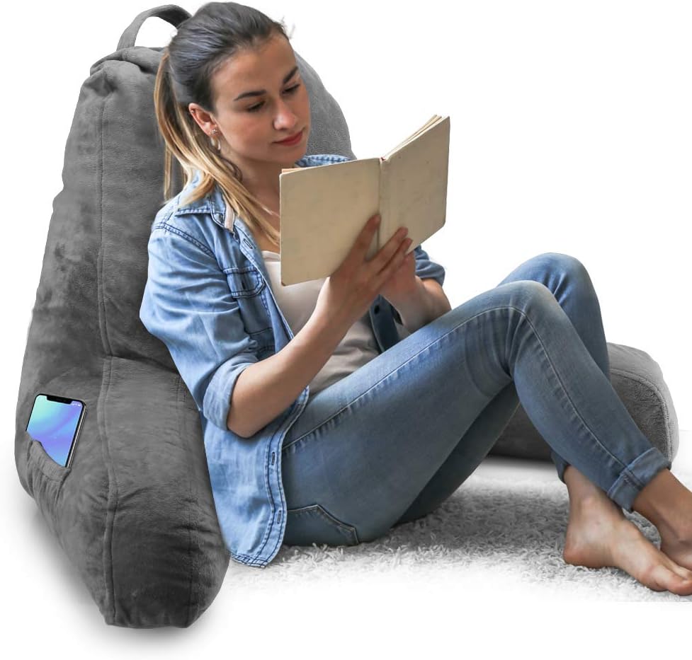 Reading Pillow-Shredded Foam TV Pillow with Removable Cover-Great Support for Reading, Relaxing, Watching TV