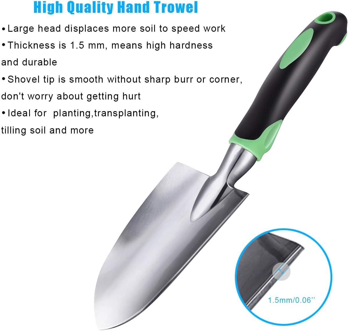 ZUZUAN Garden Tool Set, 3 Pack Garden Hand Shovels Aluminum Alloy Garden Trowels with Ergonomic Rubberized Non-Slip Grip, Included Trowel, Transplant Trowel and Cultivator Hand Rake : Garden & Outdoor