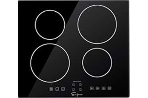 Empava 24" Stove Power Boost Vitro Ceramic Black Electric Induction Cooktop with 4 Booster Burners Smooth Surface Tempered Glass, 24 Inch