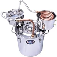 Suteck 3 Gal Moonshine Still Spirits Kit 12L Water Alcohol Distiller Copper Tube Boiler Home Brewing Kit with Thumper…