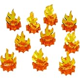 LITKO Mini Flame Markers | Compatible with D&amp;D &amp; 40K | Set of 10 | Two-piece: yellow plume on amber ember | 18mm tall, slim 13mm base | Marks fire &amp; burning terrain | Requires glue assembly