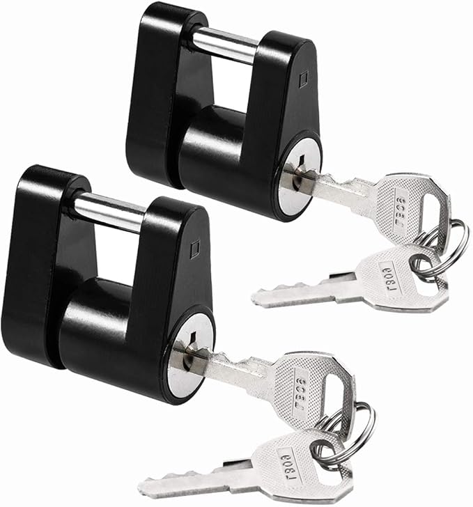 CZC AUTO Black Trailer Hitch Coupler Lock, Dia 1/4 Inch, 3/4 Inch Span