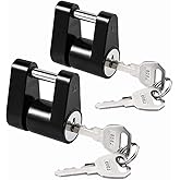 CZC AUTO Black Trailer Hitch Coupler Lock, Dia 1/4 Inch, 3/4 Inch Span for Tow Boat RV Truck Car's Coupler (2 Pack keyed Alik