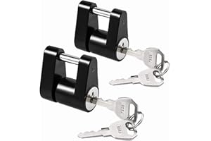 CZC AUTO Black Trailer Hitch Coupler Lock, Dia 1/4 Inch, 3/4 Inch Span for Tow Boat RV Truck Car's Coupler (2 Pack keyed Alik