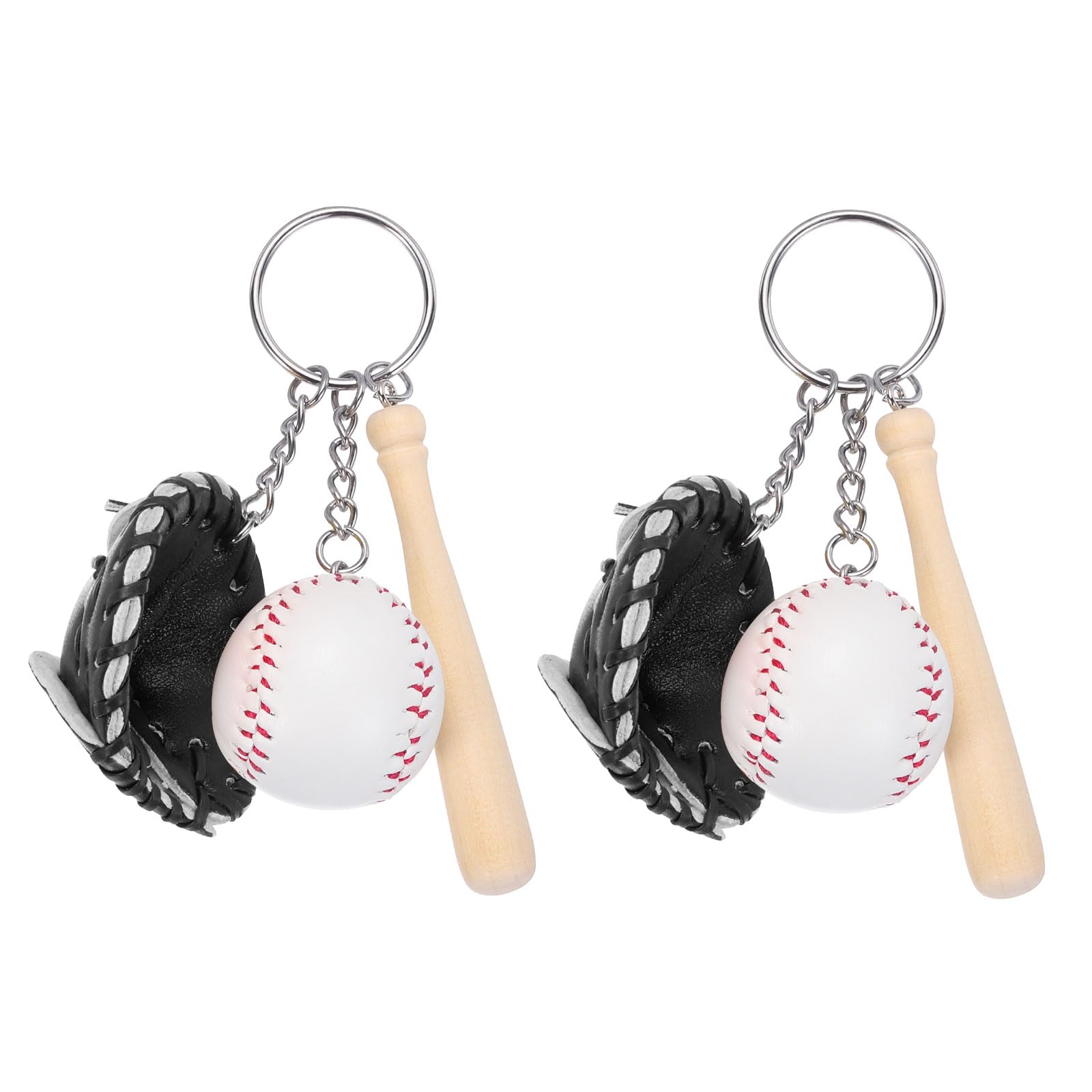 PATIKIL Baseball Keychain, 2 Pcs Softball Gloves Baseball Bats Key Chain Sports Novelty Charm Pendant for Backpacks, Gift, Party Favor, Souvenir, Sports Fan, Black