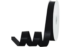 TONIFUL 7/8 Inch x 100yds Black Satin Ribbon Thin Solid Frabic Ribbons for Gift Wrapping, DIY Crafts Bows, Invitations, Floral Bouquets, Christmas Wedding Party Valentine's Decor