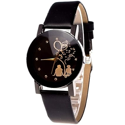 Dlady Most Gifted Black Dial Love Bird Analog Watch for Women