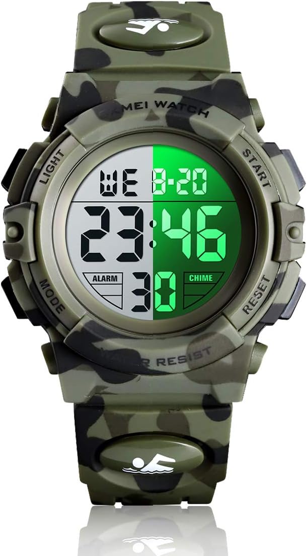 YORKOO Kids Digital Watch Multi-Function LED Alarm Waterproof Watch for Boys Gift Wrist Sports Watches for Children Camo