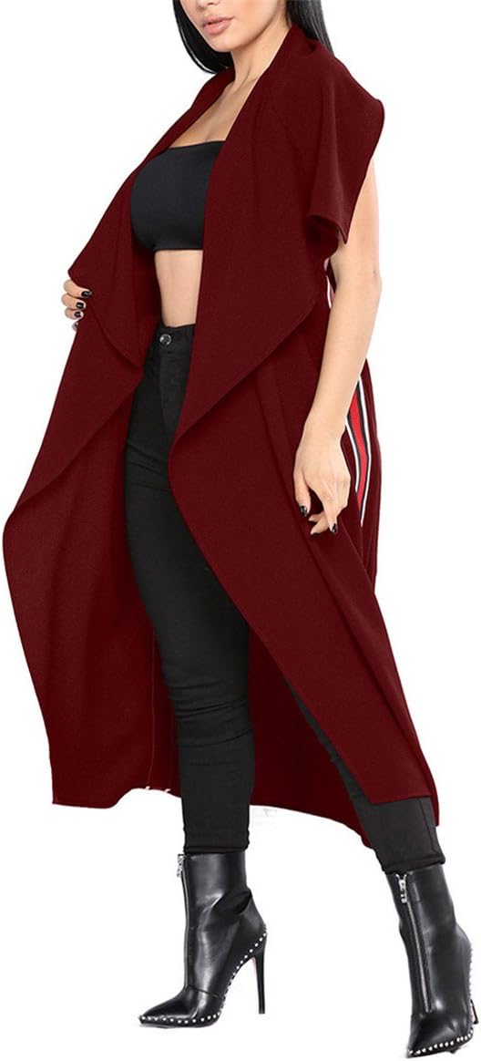 Women Casual Open Front Cape Cloak Trench Duster Coat Longline Blazer Suit Coat