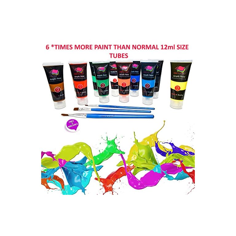 Crafts 4 All Acrylic Paint Set for Adults and Kids 12Pack of 75mL
