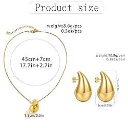 Teardrop Necklace Earrings Chunky Gold Hoop