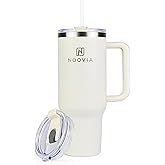 NOOVIA 40oz Stainless Steel Tumbler with Handle & Straw – Double Wall Vacuum Insulated Cup for Hot & Cold Drinks-Christmas Gift.