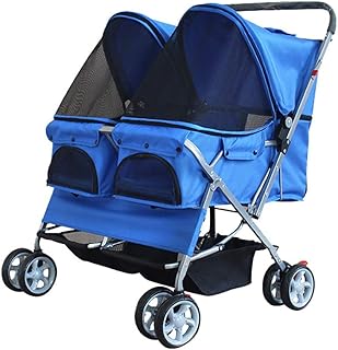 BTIR Pet Stroller Hund Katze Spaziergänger Alurahmen Mesh-Ventilation Reisen Camping Folding Leichte 4 Lenkrollen Puppy Jogger Stroller Trägerwagen mit Becherhalter, Schwarz