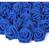 INSUNSIX Artificial Rose Flower Heads, 100pcs Royal Blue Fake Roses Artificial Flower Foam Rose for DIY Wedding Bouquets Centerpieces Arrangements Party Baby Shower Home Decor (Stemless, Royal Blue)