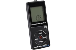 PUSOKEI Portable Airband Radio with FM AM Aircraft Band, Rechargeable Mini Aviation Radio with Headphones 400mAh Battery LCD 