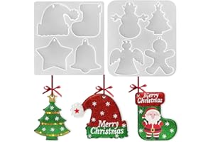 RESINWORLD 2Pcs Christmas Ornament Resin Mold, Holiday Silicone Mold, Jingle Bells/Gingerbread Men Bauble Mold