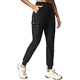 Ewedoos Fleece Lined Joggers Women Water Resistant Thermal Sweatpants High Waisted Hiking Cargo Pants with Pockets