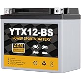 Daakmax YTX12-BS Motorcycle Battery 12V 10Ah, 180 CCA Sealed AGM Rechargeable Maintenance Free Battery, Replacement for ATV, Scooter, 4 Wheeler, ETX12, GTX12-BS
