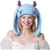 Knit Beanie Hats Cute Bunny Long Ears Funny Hat Winter Cap Warm Knit Rabbit Crochet Skull Cap Outdoor Slouchy Hat ski hat